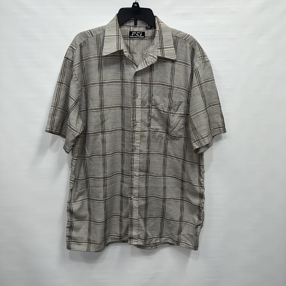 PCI Button Up Adult XL Mens Multicolor Short Sleeve Cotton Blend Shirt